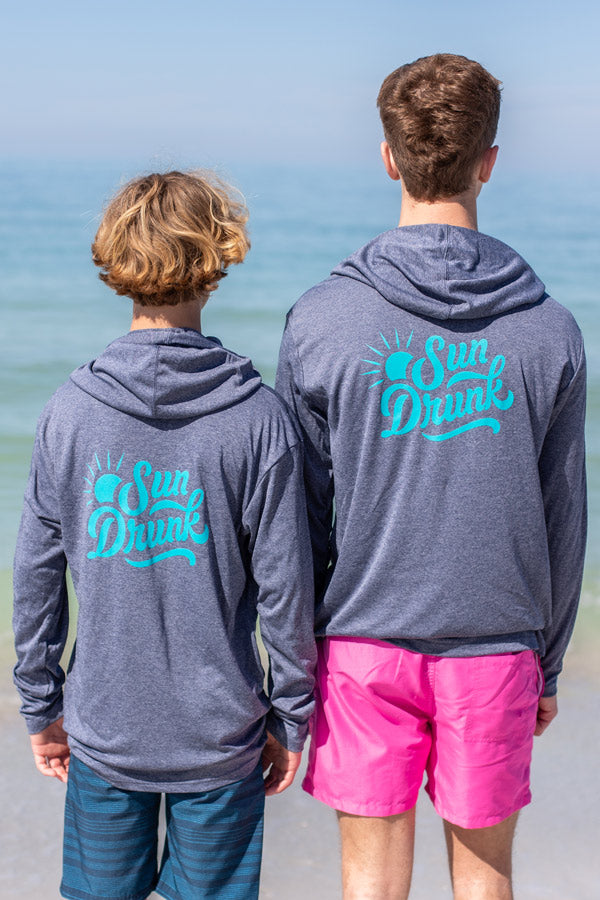 UPF 50+ Sun Shirt - Heather Navy with Hood by Sun Drunk