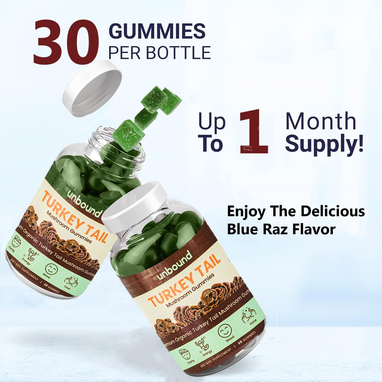 Unbound Turkey Tail Mushroom Gummies for cognitive functioning, improve sleep, boost immunity by Live Unbound