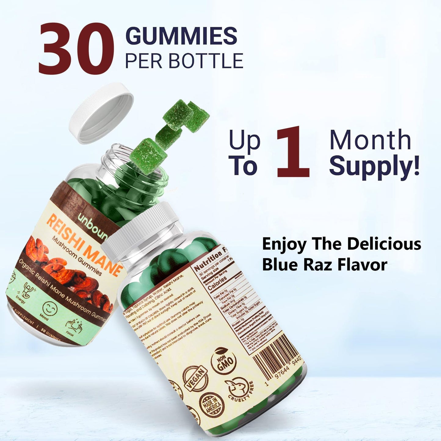 Unbound Reishi Mushroom Gummies for Immune Support, Heart Health, Improve Sleep by Live Unbound