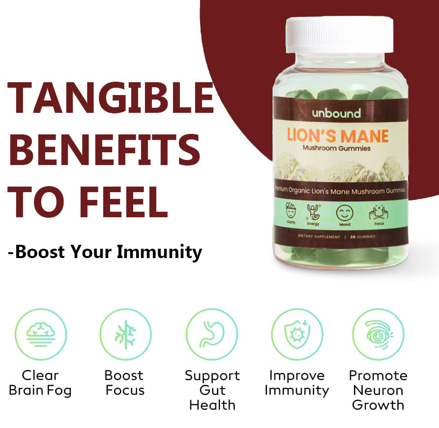 Unbound Lion's Mane Mushroom Gummies for Memory, Focus, and Clarity by Live Unbound