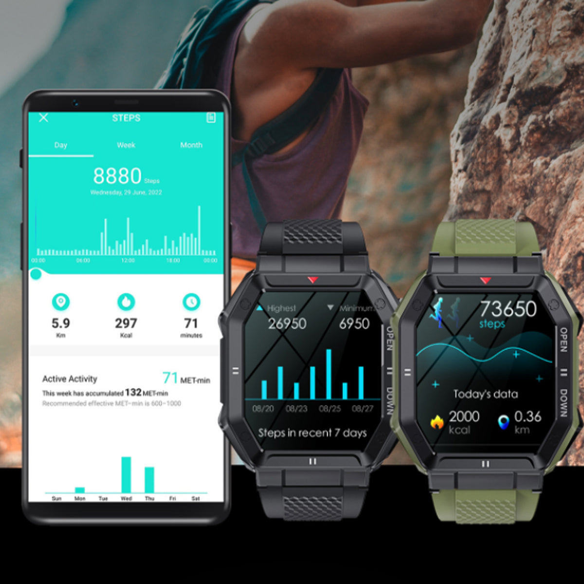 Smartex ST 47mm Rugged Waterproof Smart Watch Vista Shops