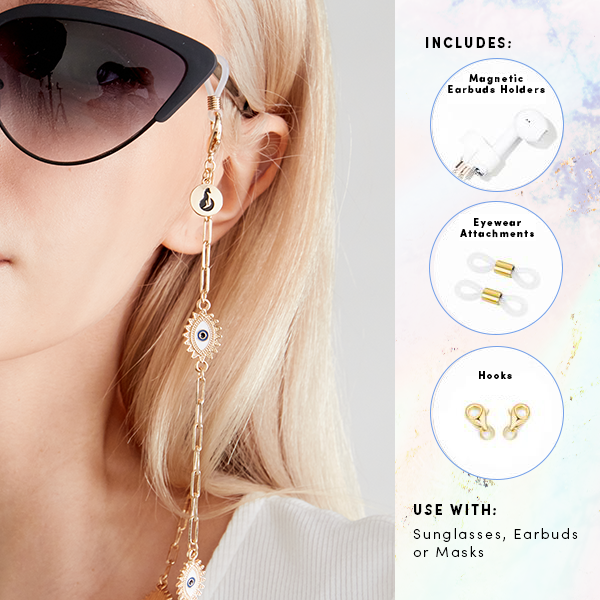 evil eye protection blue eye gold Chain front