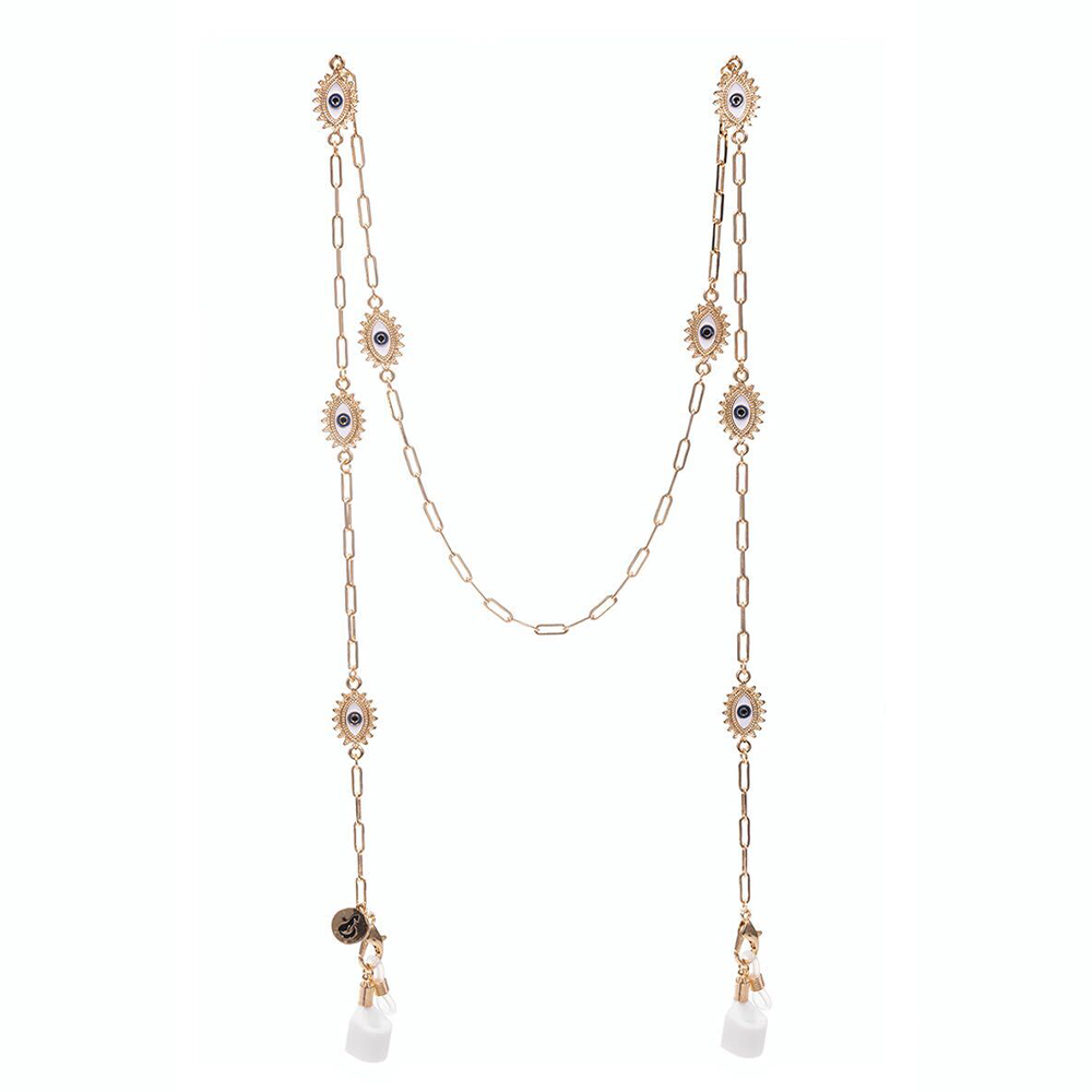 evil eye protection blue eye gold Chain front