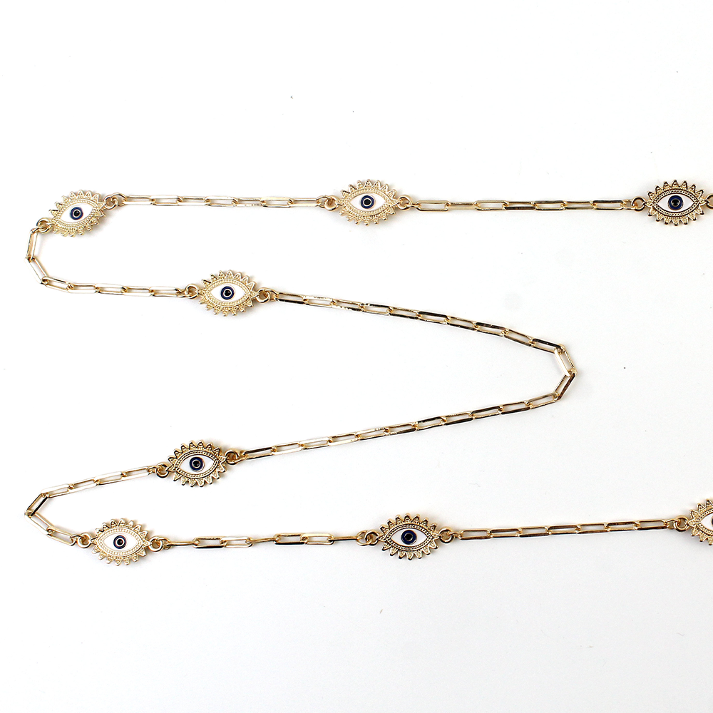 evil eye protection blue eye gold Chain front