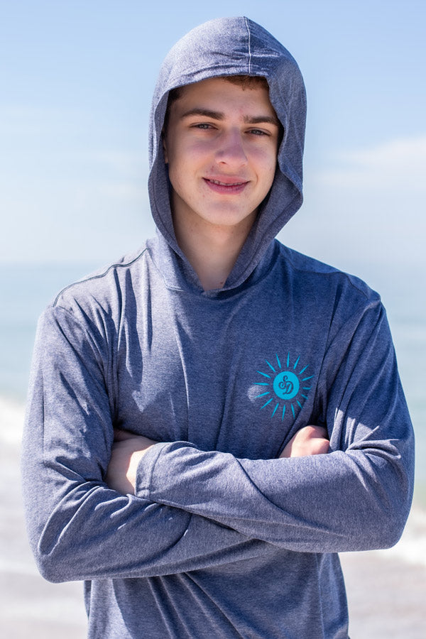 UPF 50+ Sun Shirt - Heather Navy with Hood by Sun Drunk