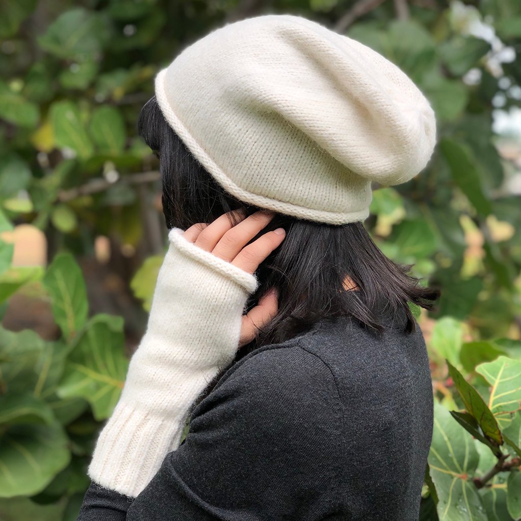 slate and salt alpaca hat gloves