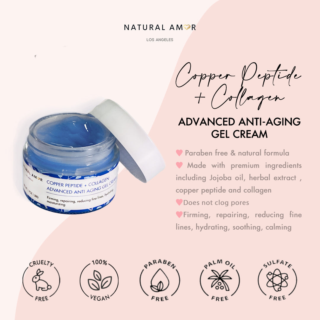 Copper Peptide + Collagen Advanced Anti-aging Gel Facial Cream by NaturalAmor