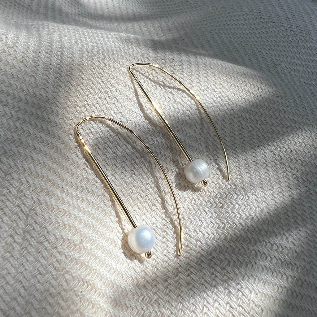 pearl gold earrings