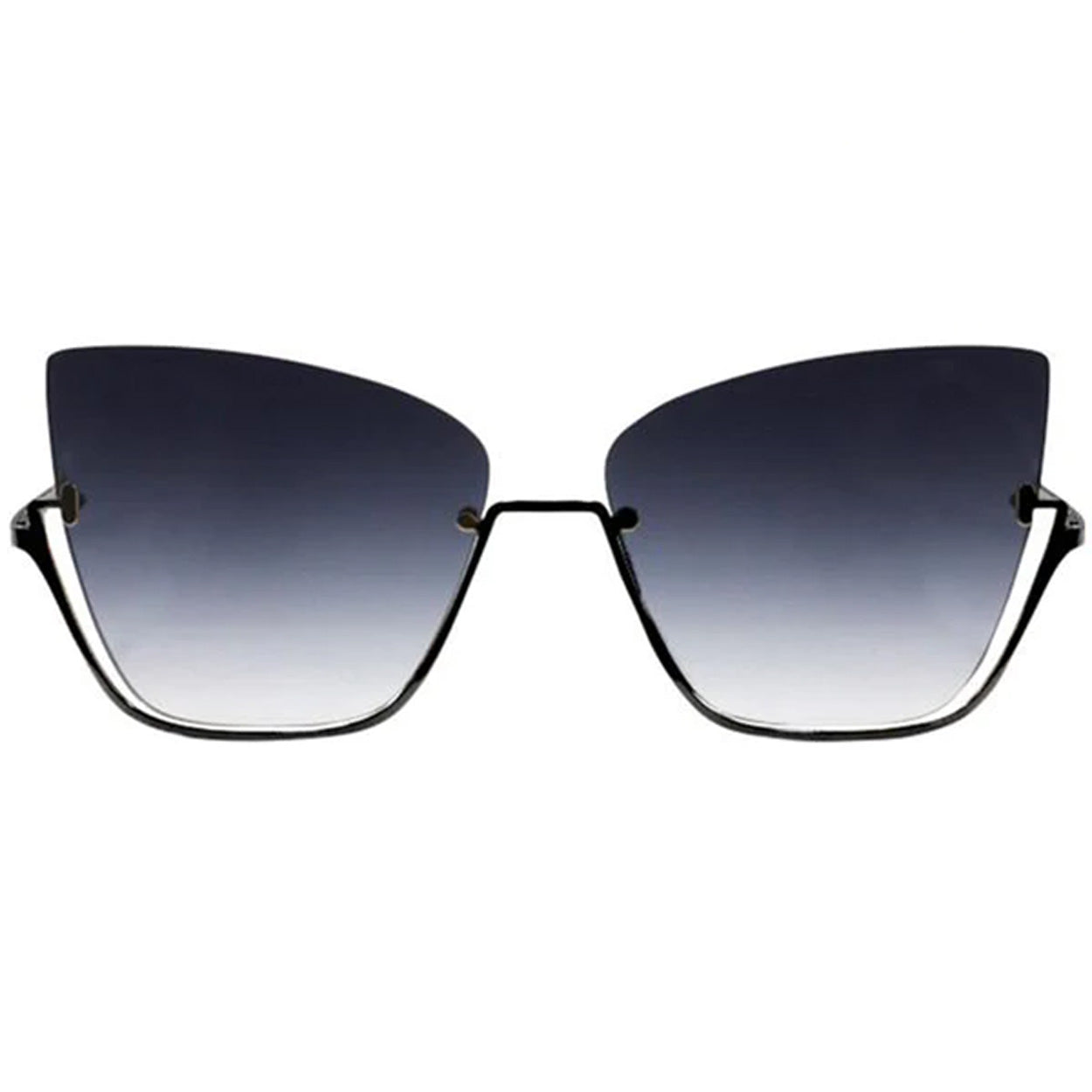 Vixen - Black Lens Black Frame Metal Cateye Sunglasses by TopFoxx