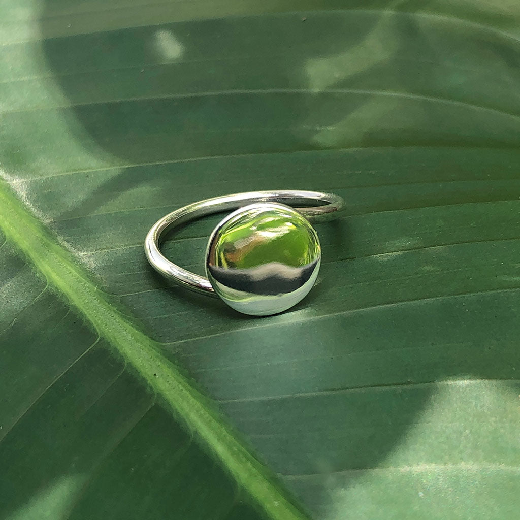 silver full moon ring