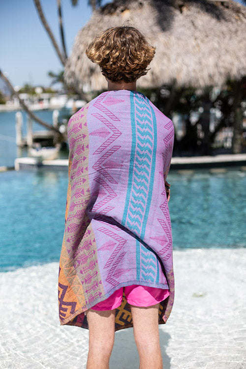 Aztec Pattern Bleu Fonce - Turkish Towel by Sun Drunk