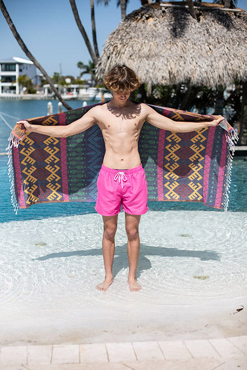 Aztec Pattern Bleu Fonce - Turkish Towel by Sun Drunk