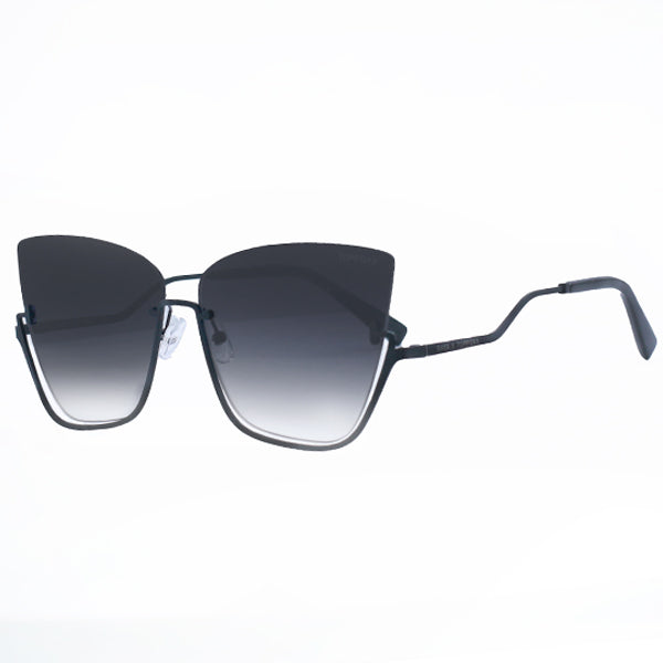 TopFoxx - Raya x Vixen - Faded Black Rimpless Oversized Cat Eye Sunglasses For Women - Side Details