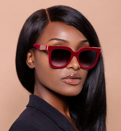 Coco - Red Velvet Frame Black Lens Wayfarer Sunglasses by TopFoxx