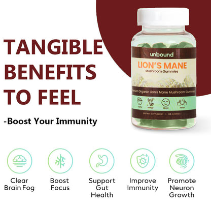 Unbound Lion's Mane Mushroom Gummies for Memory, Focus, and Clarity by Live Unbound