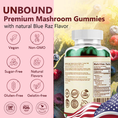 Unbound Turkey Tail Mushroom Gummies for cognitive functioning, improve sleep, boost immunity by Live Unbound