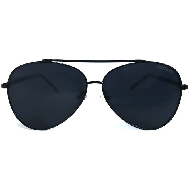 TopFoxx Amelia Jet Black Oversized Aviator Sunglasses