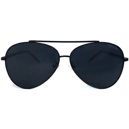 TopFoxx Amelia Jet Black Oversized Aviator Sunglasses