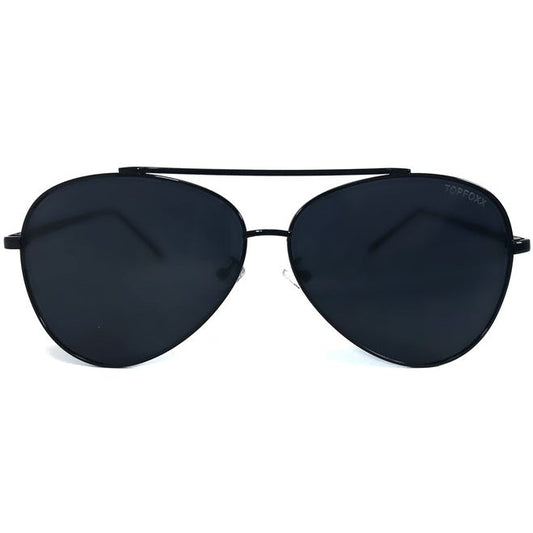 TopFoxx Amelia Jet Black Oversized Aviator Sunglasses