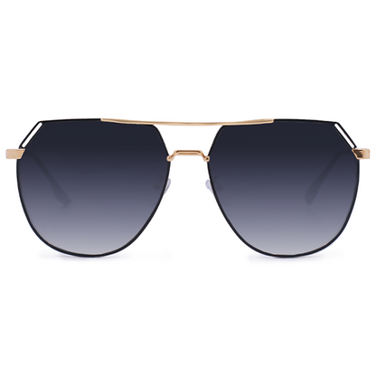 Aviator Sunglasses for Women Oversized -  Black and Gold Aviator - Farrah Midnight - TopFoxx 