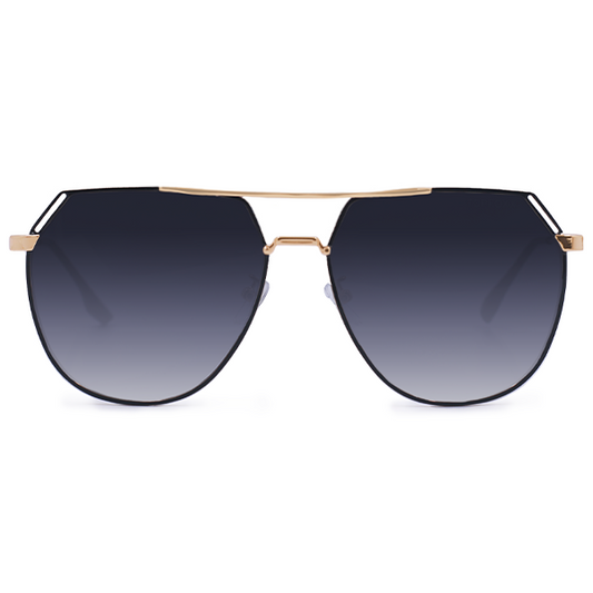 Aviator Sunglasses for Women Oversized -  Black and Gold Aviator - Farrah Midnight - TopFoxx 