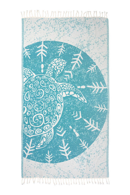 Sea Turtle Turquoise - Turkish Towel by Sun Drunk
