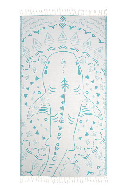 Shark Turquoise - Turkish Towel by Sun Drunk