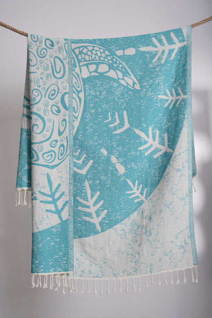 Sea Turtle Turquoise - Turkish Towel by Sun Drunk