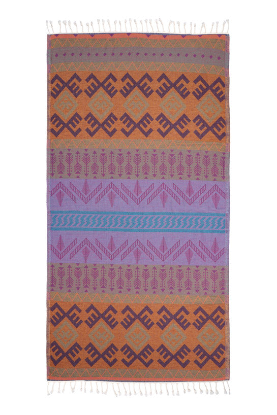 Aztec Pattern Bleu Fonce - Turkish Towel by Sun Drunk
