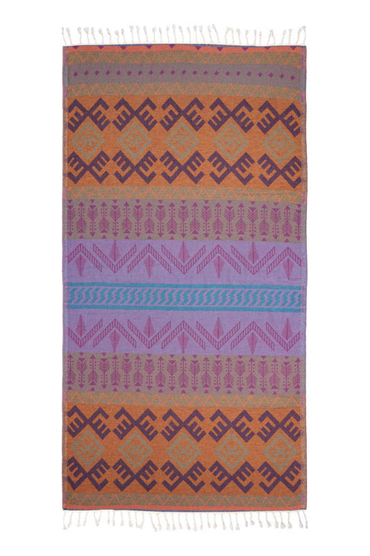 Aztec Pattern Bleu Fonce - Turkish Towel by Sun Drunk