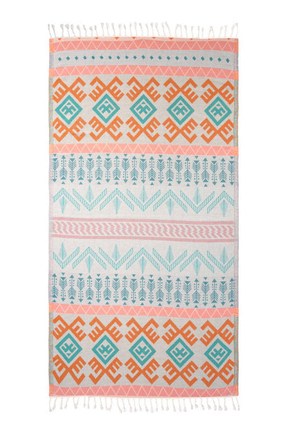 Aztec Pattern Orange - Turkish Towel by Sun Drunk