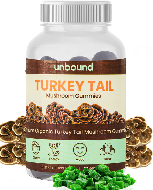 Unbound Turkey Tail Mushroom Gummies for cognitive functioning, improve sleep, boost immunity by Live Unbound