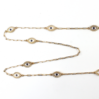  evil eye protection blue eye gold Chain front