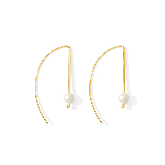 gold hook pearl earrings