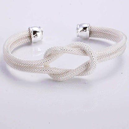 Love Me Love Knot 925 SS Plated & 18 Kt Antique Gold Plated Cuff Bracelet Vista Shops