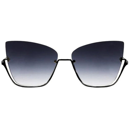 Vixen - Black Lens Black Frame Metal Cateye Sunglasses by TopFoxx